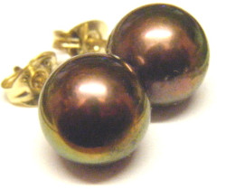 Black Round Pearl Stud Earrings